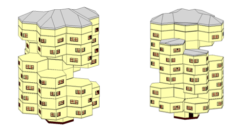 Объемная модель односекционного многоэтажного здания