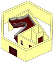 Объемная модель модуля, представляющего собой ствол здания без лифта (с помещением для консьержа)