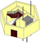 Объемная модель модуля, представляющего собой ствол здания с лифтом