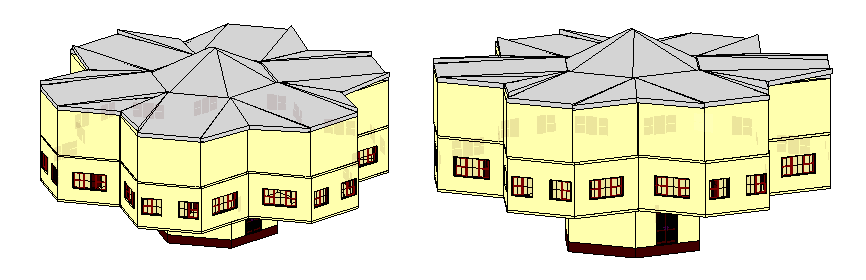Объемная модель односекционного малоэтажного здания