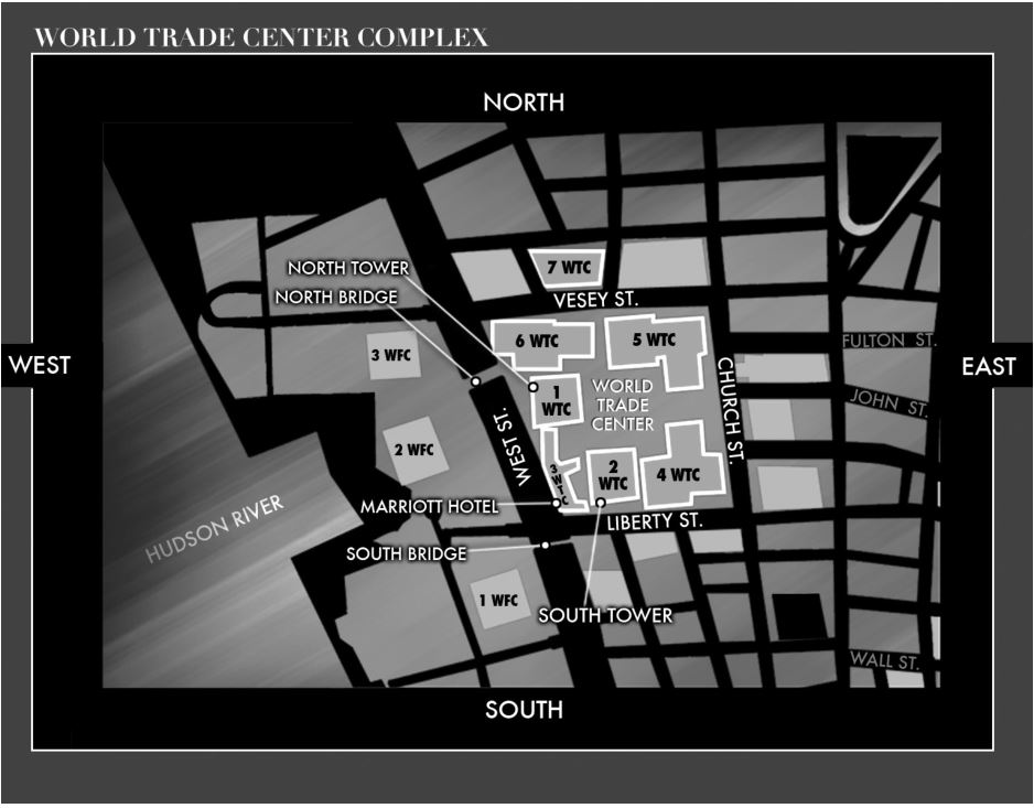 Карта Всемирного торгового центра в «The 9/11 commission report»