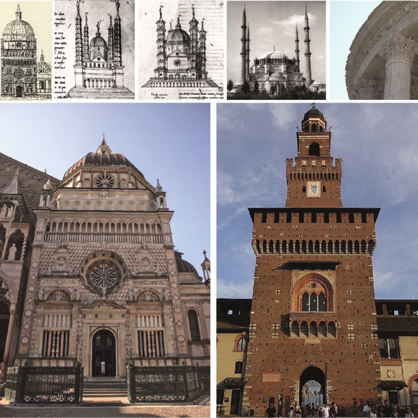 Архитектурные образы творчества Филарете: входная башня «Филарете» в Милане, собор в Бергамо, рисунки Филарете и храм святой Софии в Константинополе