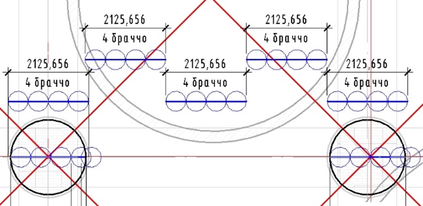 4 браччо. Центральная часть плана в пропорции 3:1