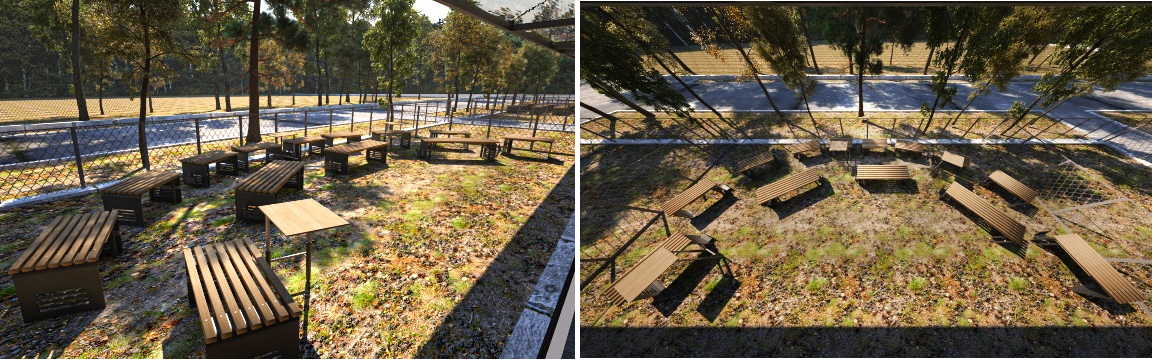 Semicircular placement of modules in outdoor learning configuration