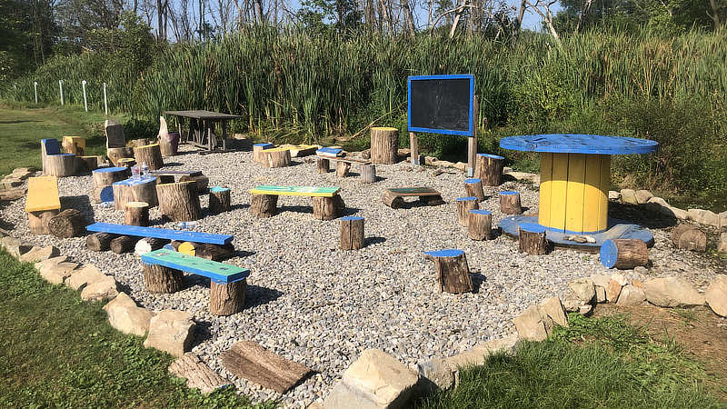 Schoolyard-based outdoor learning setup used during educator workshops