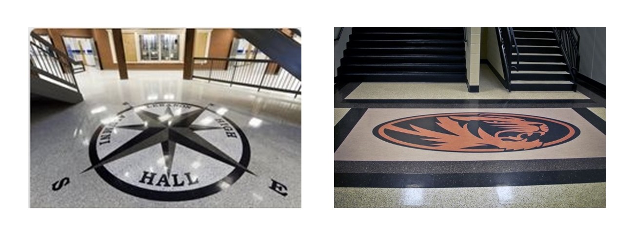 Examples of granite floor finishes in common areas – stairs and corridors