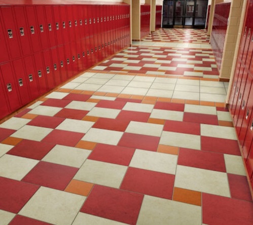 Example of ceramic flooring in a primary school